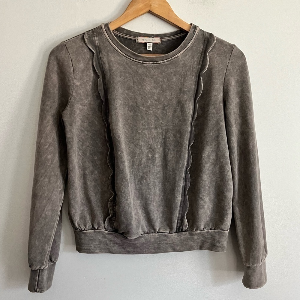 Anthropologie Eri+ Ali Acid Wash Scalloped Sweatshirt